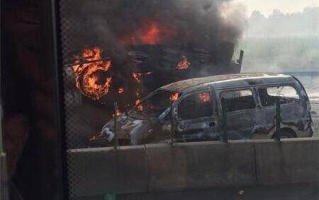 河南大广高速南乐境内发生车祸 四死八伤